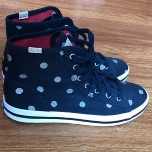 Kate Spade Keds High Tops Navy Blue and Silver sz7